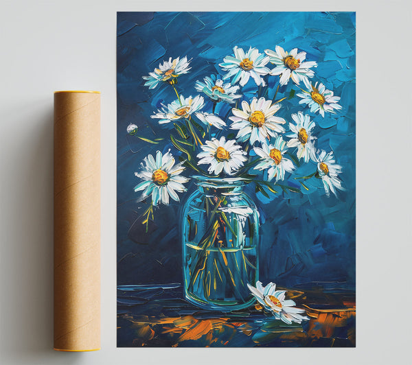 Blue Daisies In Glass