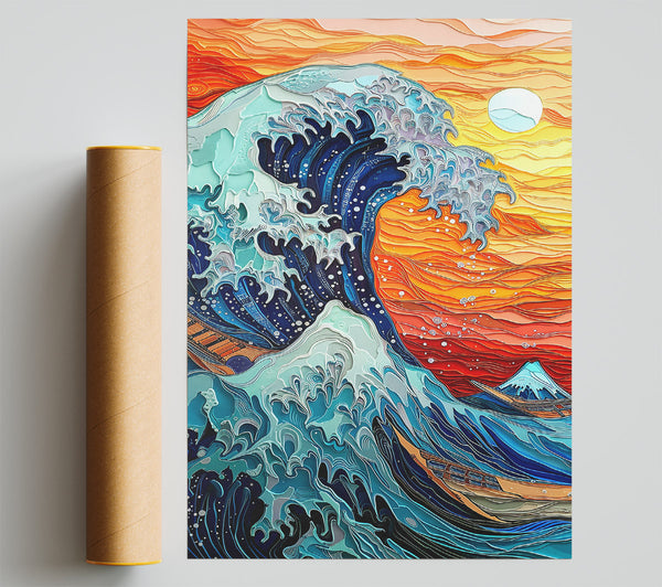 Blue Wave Papercut