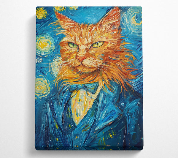 Orange Cat In Blue Night