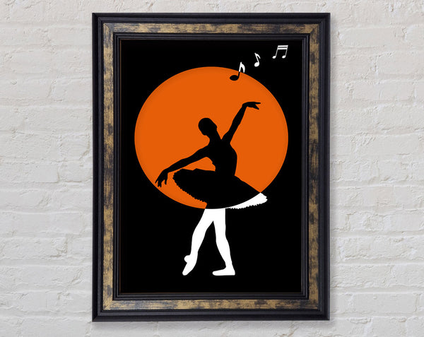 Ballerina Silhouette  Orange Circle