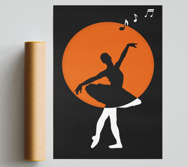 Ballerina Silhouette  Orange Circle