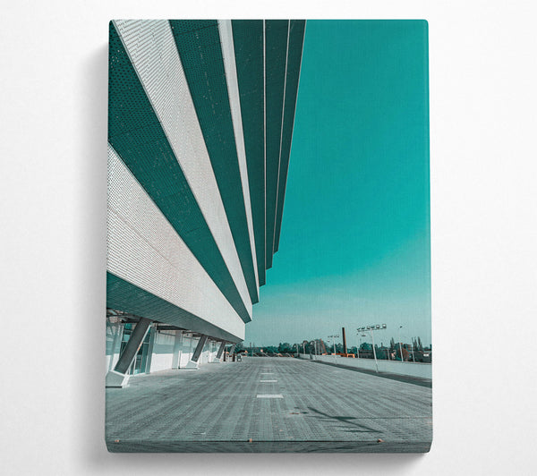 Teal Striped Facade