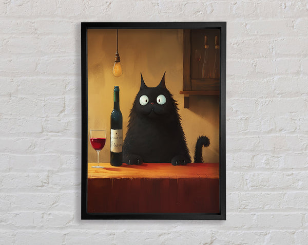 Black Cat Drinking Wine