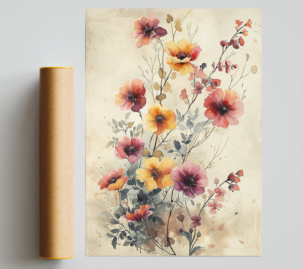 Golden Floral Watercolor