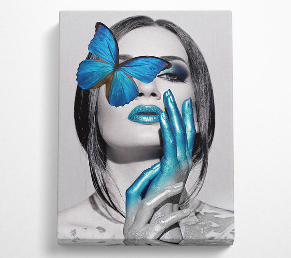 Blue Butterfly  Black And White Woman