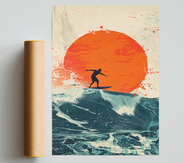 Orange Sunset Surfer