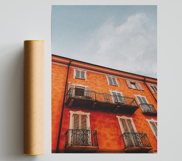 Orange Building Balconies