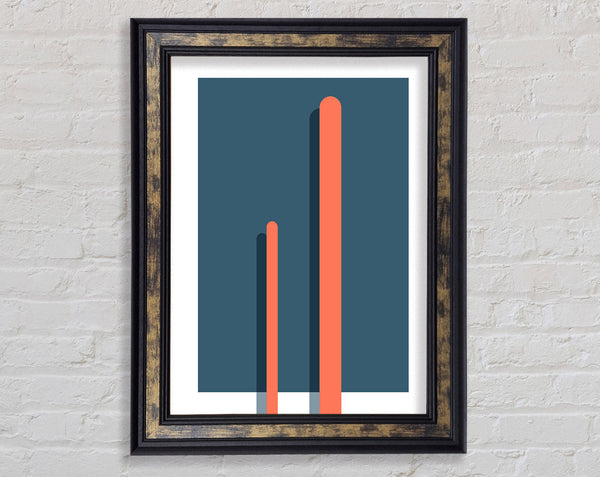 Blue Rectangle With Orange Lines