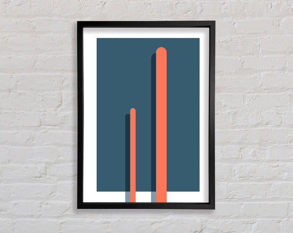 Blue Rectangle With Orange Lines