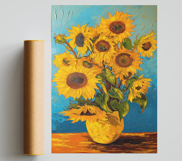 Yellow Sunflowers In Blue