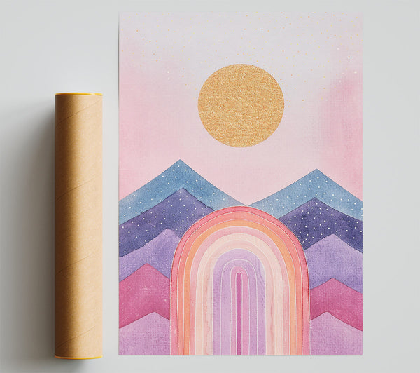 Pink Mountains & Golden Sun