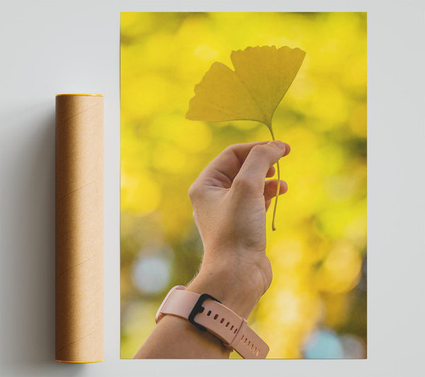 Golden Leaf And Hand