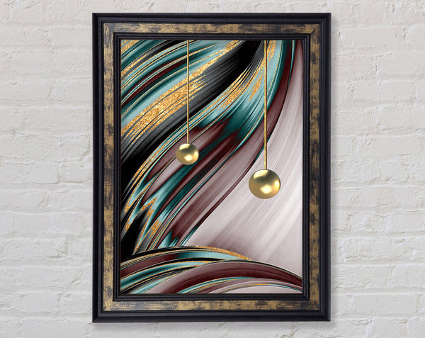 Burgundy  Turquoise And Gold Swirl