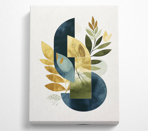 Navy Blue Geometric Leaves