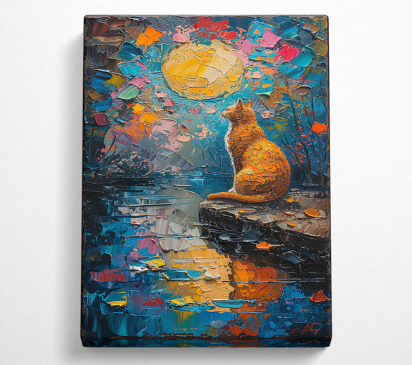 Orange Cat And The Moon