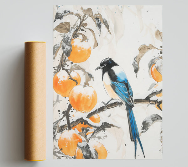 Bluebird And Orange Fruit