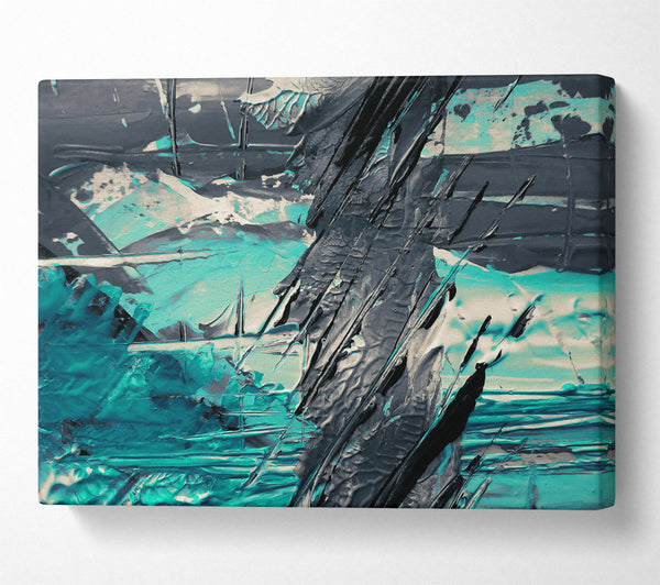 Teal And Black Abstract