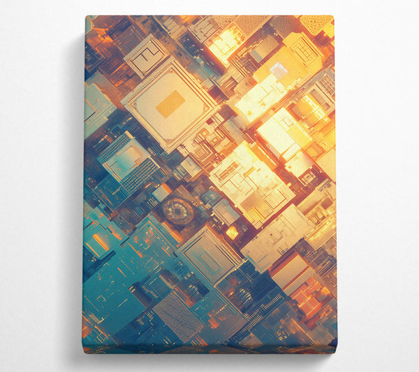 Golden Cityscape Grid