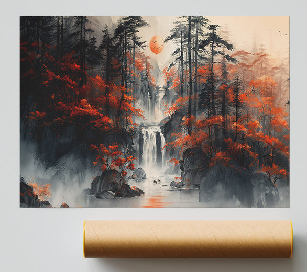 Orange Forest Waterfall