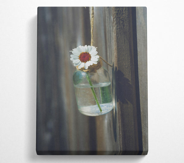 White Daisy In Blue Glass