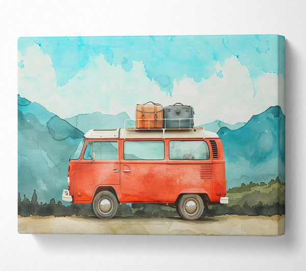 Red Van & Mountains