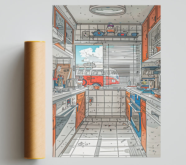 Orange Kitchen View