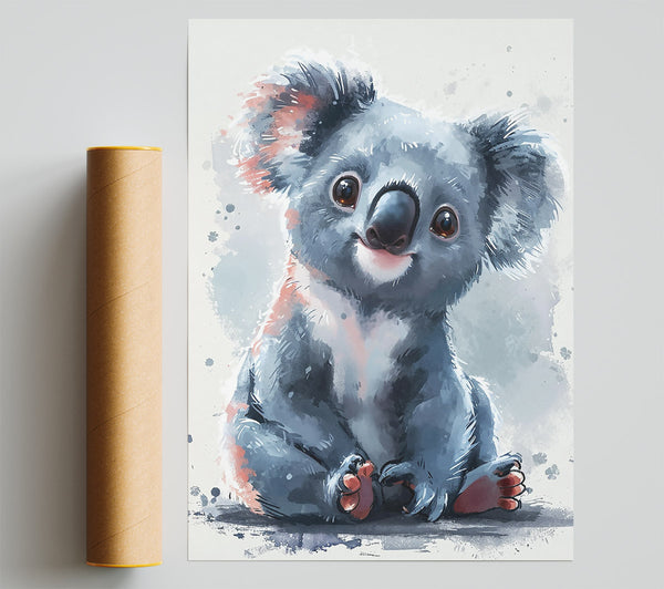 Blue Watercolor Koala