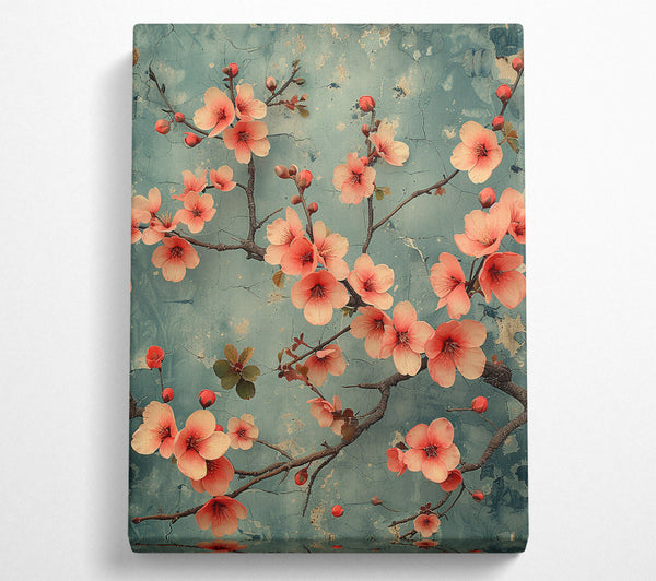 Peach Bloom On Blue