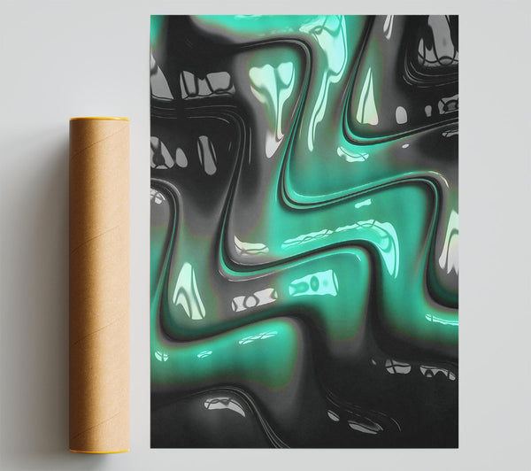 Teal Liquid Waves