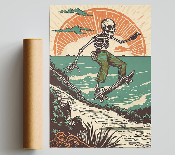 Teal Sunset Skateboarding