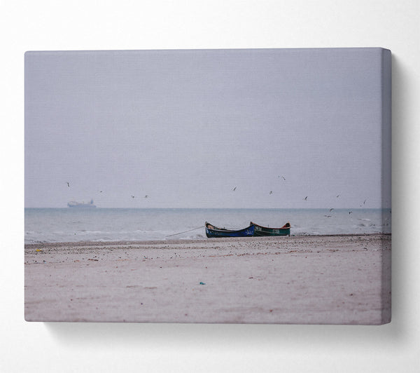 Blue Boat On Sand Beach