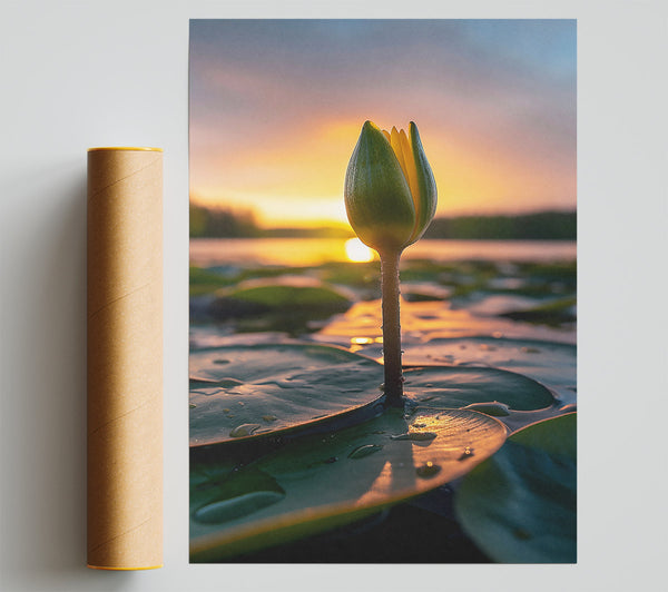 Golden Lily Bud Sunset