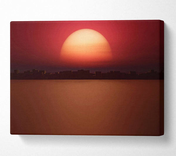 Crimson Cityscape Sunset