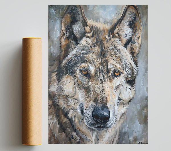 Golden Wolf Portrait