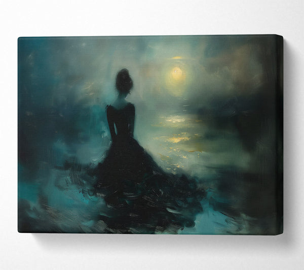 Teal Moonlight Silhouette