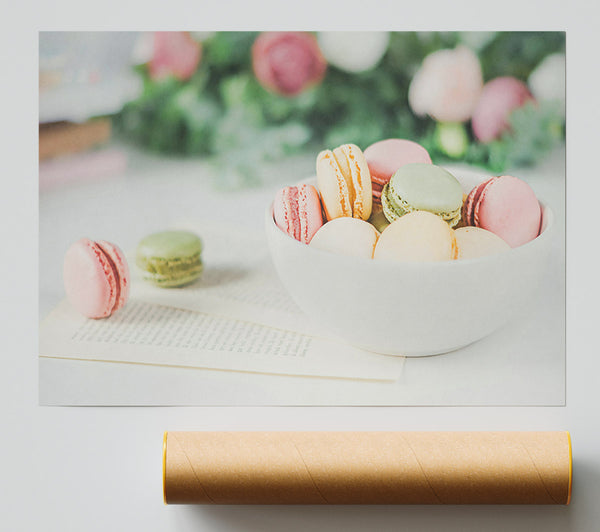 Pastel Macarons In Bowl