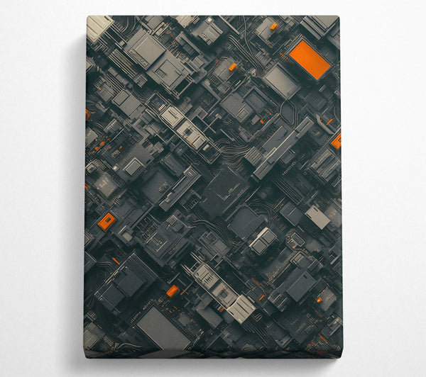 Orange Circuitry Grid