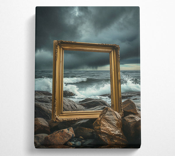 Empty Picture Frame On A Beach