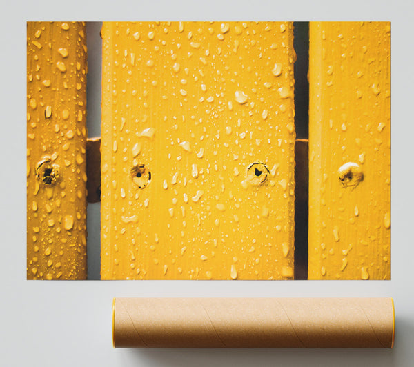 Golden Raindrops On Wood