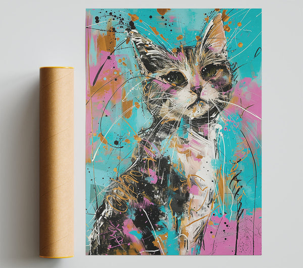 Turquoise Cat Portrait