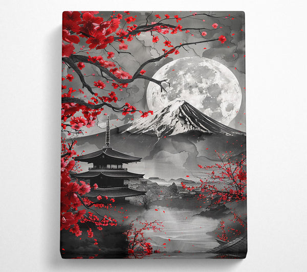 Red Bloom Moonlit Fuji