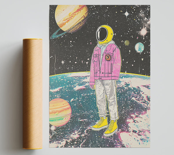 Pink Astronaut In Space