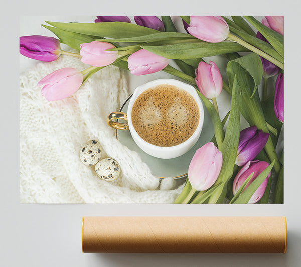 Pink Tulips And Coffee