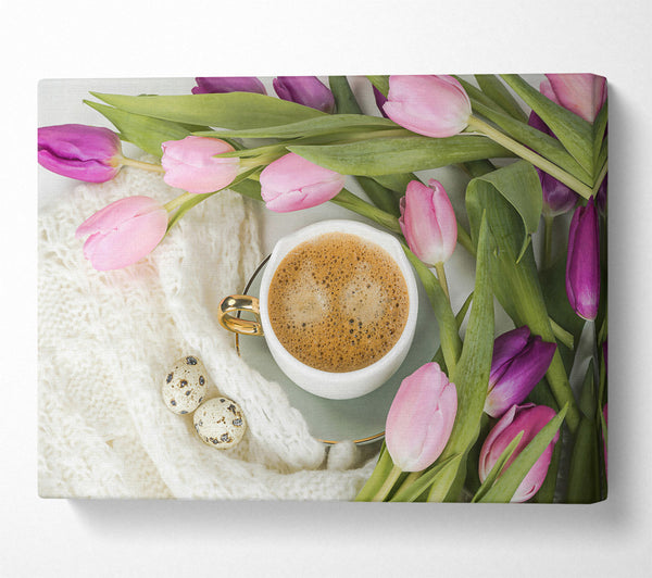 Pink Tulips And Coffee