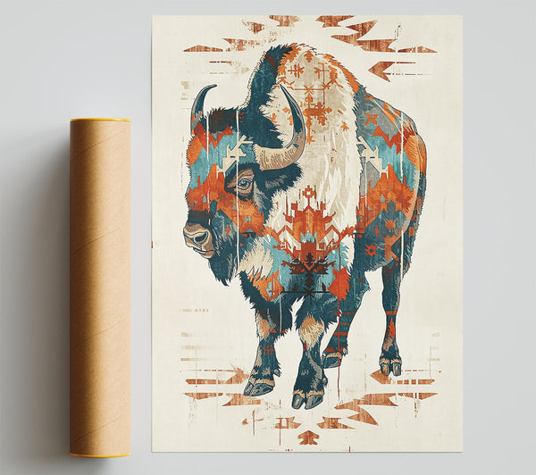 Teal Tribal Bison