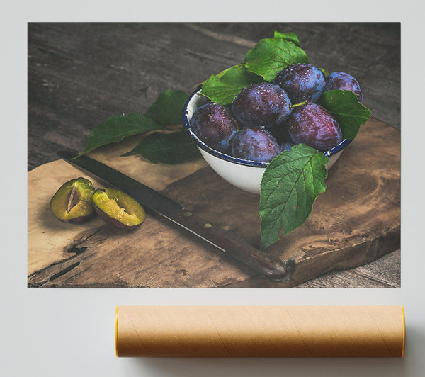 Blue Plums On Wood