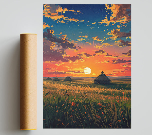 Orange Sunset Fields