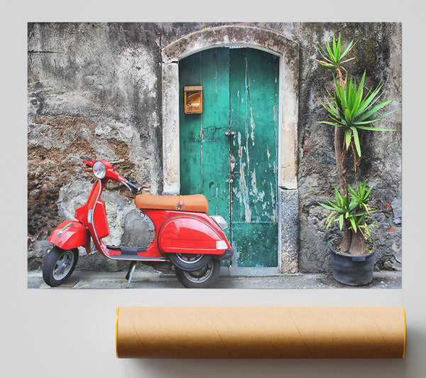 Red Vespa By The Door