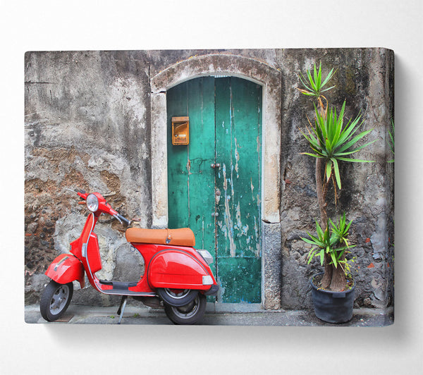 Red Vespa By The Door