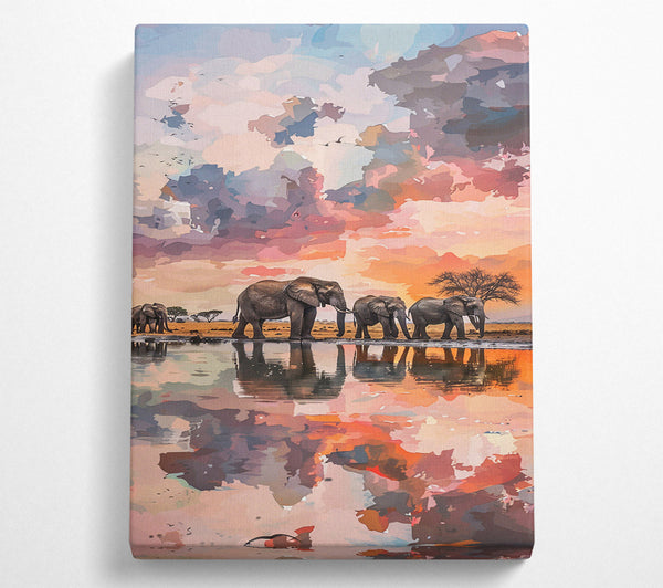 Pink Sunset Elephants